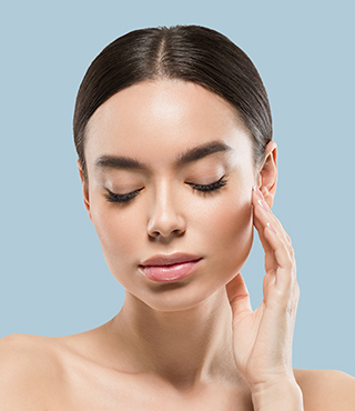 beautiful women touching her face
